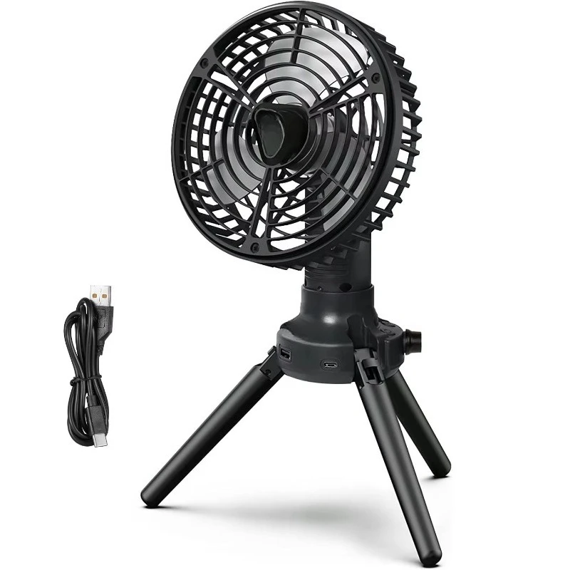 Portable Foldable 270 Degree Swing Tripod Fan Emergency Power Supply for Camping Personal Desk Rechargeable Tower Fan