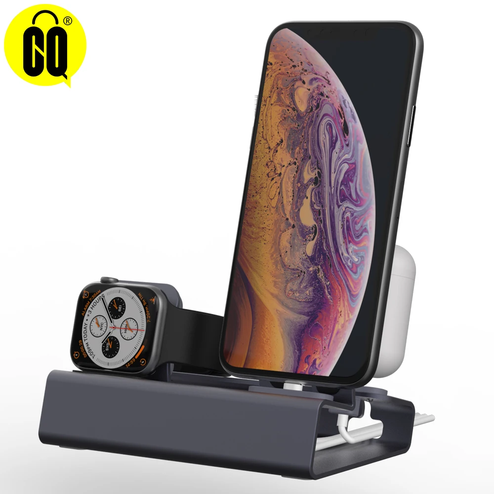 3-in-1 Aluminum Charger For iPhone 16 Pro Max/AirPods & Apple Watch SE/Series Ultra 2/1,10/9/SE/8/7/6/5/4/3/2/1 Phone Holder