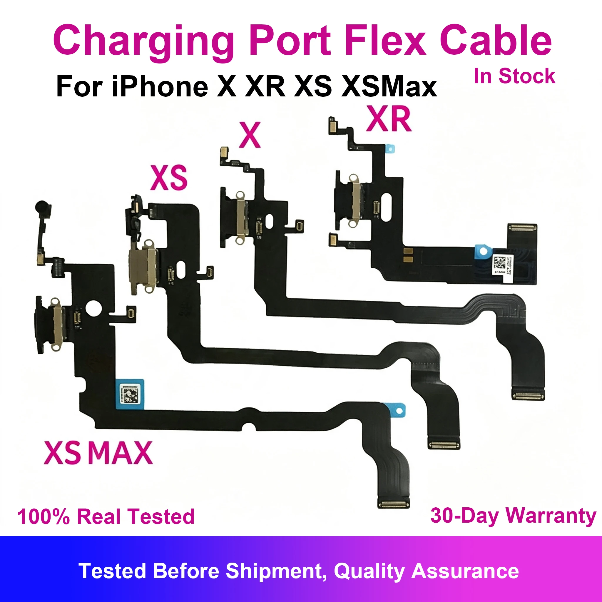 Disassembled Used Charging Port Dock Flex Cable For iPhone X XR XS MAX Charger USB Connector Ribbon Repair Replacement Parts
