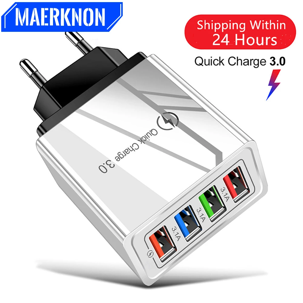 USB Charger Quick Charge 4.0 3.0 3.1A Fast Charging Power Adapter Charger For Samsung iPhone 11 7 X 4 Ports Mobile Phone Charger