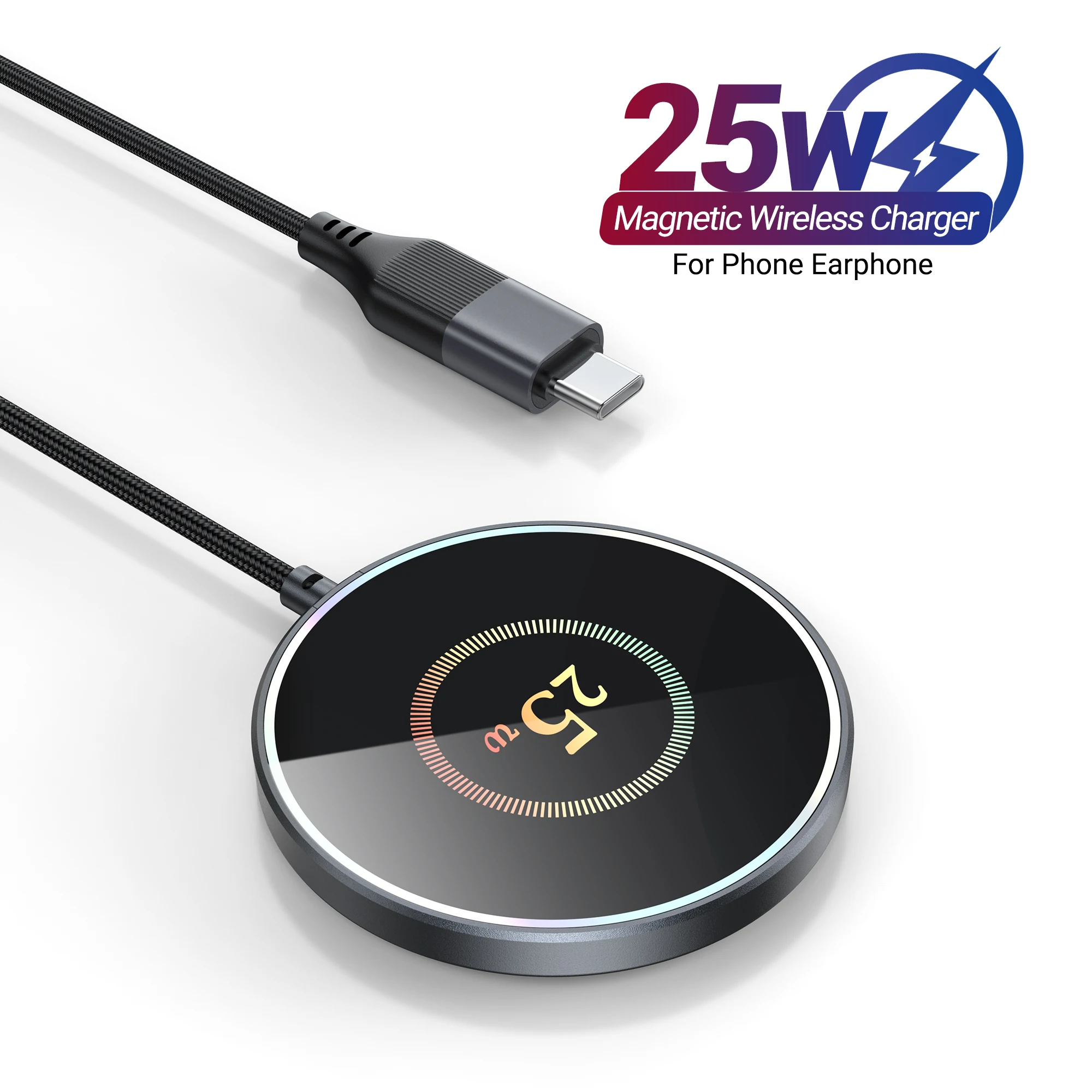 25W Type C Fast Magnetic Wireless Charger Mobile Phone Chargers Pad For iPhone 17 16 15 14 13 12 X Pro Max Samsung Huawei