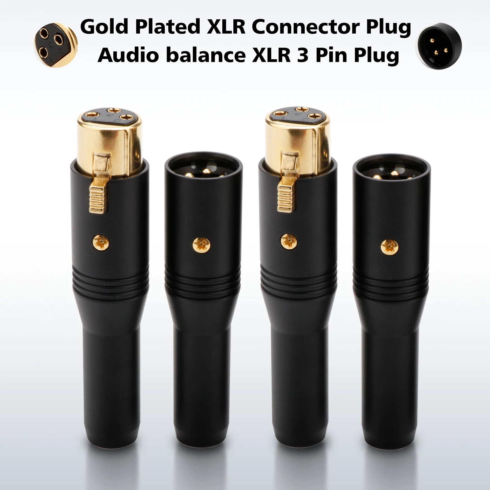 Premium 3-Pin XLR Connector Set – Gold Plated XLR Male & Female Plug for Microphone, DIY Speaker Amplifier Signal Cable