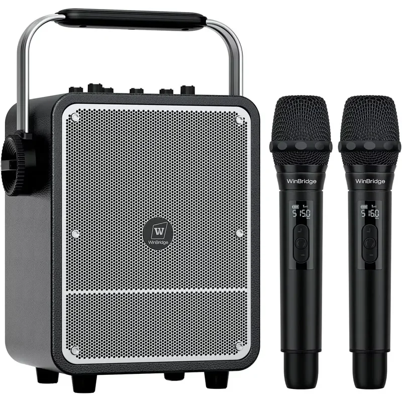 for WinBridge S200 150W High Power Karaoke Machine with 2 Wireless Microphones Premium Voice Amplifier PA System