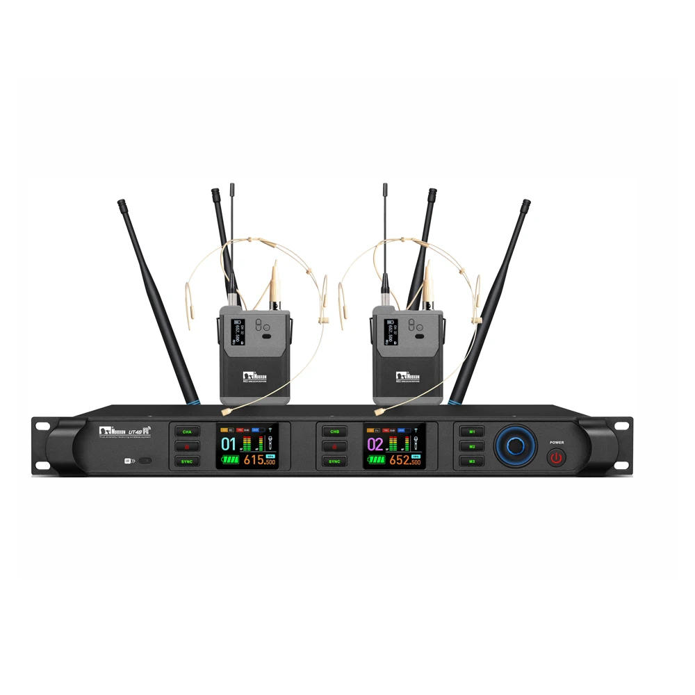 Professional True Diversity UHF Dual-Channel Wireless Microphone System New and Premium Headset Accessory