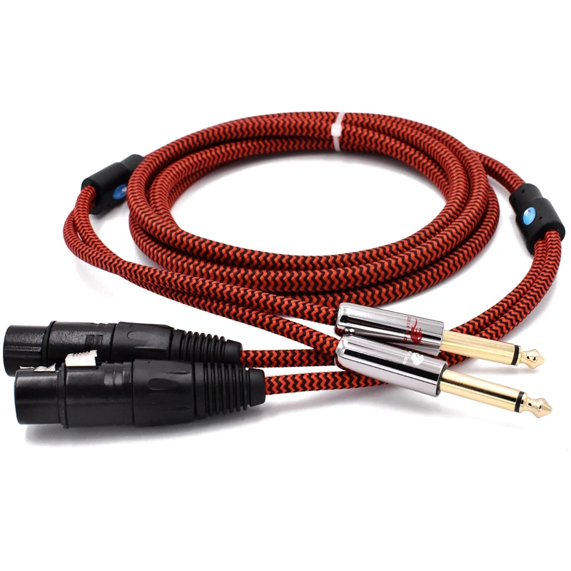Premium Audio Cable Dual 6.35mm Male to Dual XLR Female for Amp Sound Mixer Regular 3 Pin XLR to 1/4
