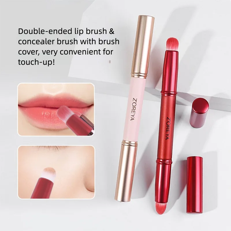 Zoreya New Makeup Brush, Portable Concealer Lipstick Brush, Beauty Tool, Pink Covered Round Head Lip Brush