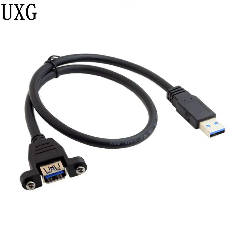 USB 3.0 A Type Male to Female Extension Cable with Panel Mount screws 50cm 80cm 150cm