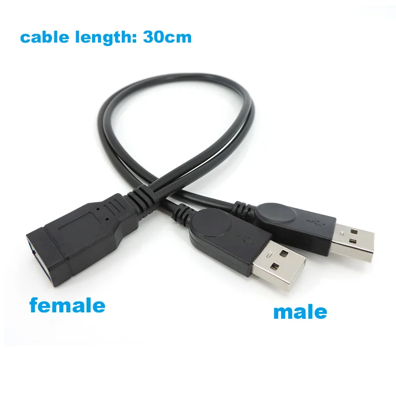 USB 2.0 A Female to USB Male 2 Double Dual Power Supply USB Female Splitter Extension Data Cable HUB Charge for Printers