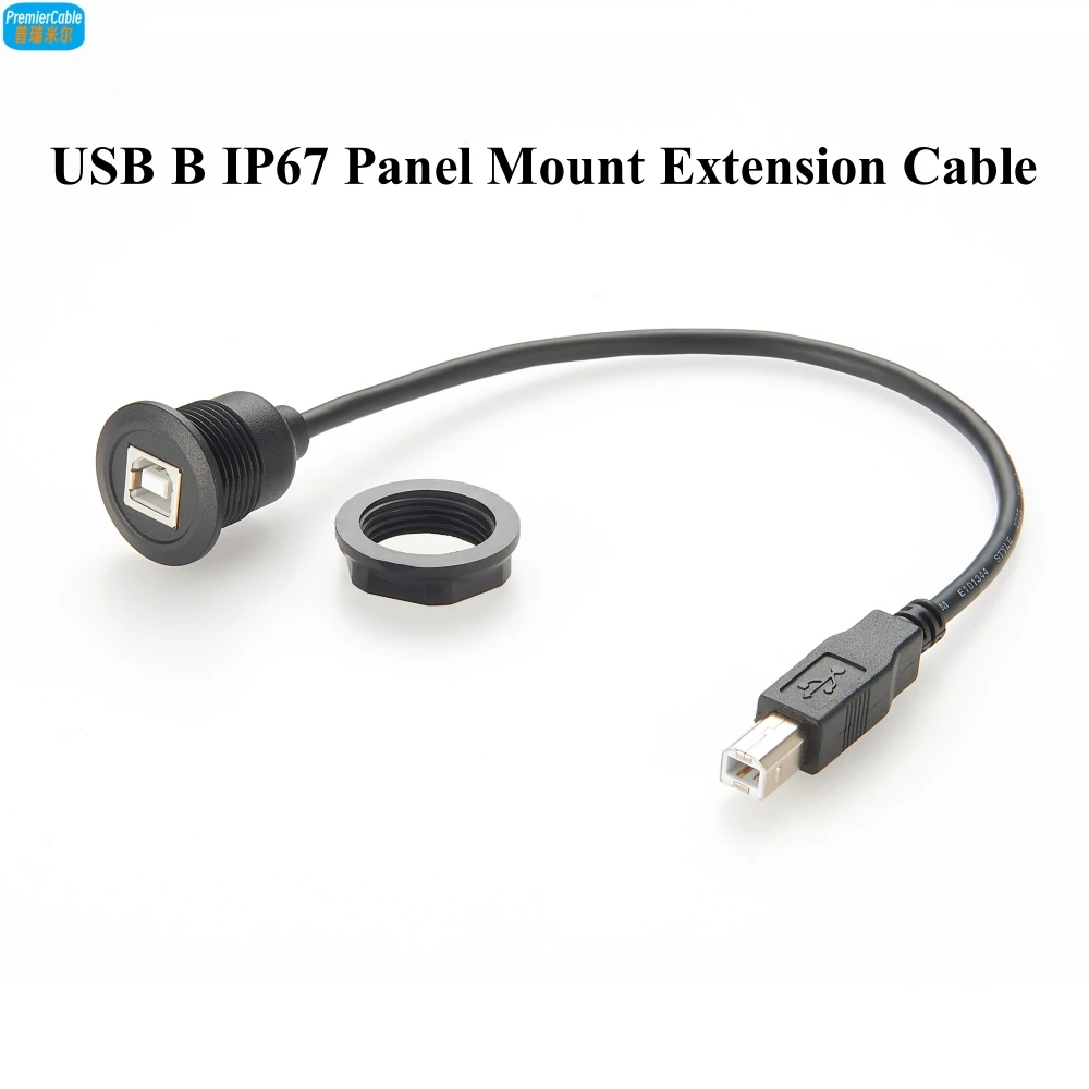 USB Type B Male to Female Extension Cable Round Flush Panel Mount USB B Converter Extender Cord for Printer, Scanner