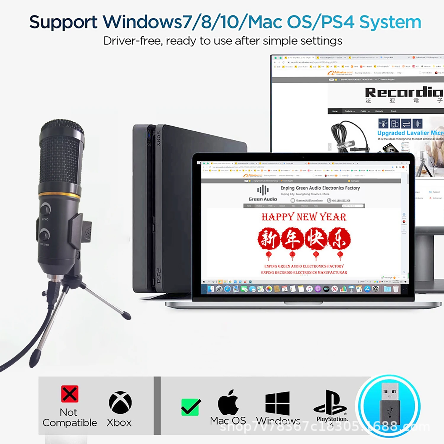 GAM-100PL BM800 condenser microphone USB microphone computer recording microphone with tripod