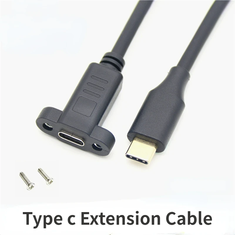 USB C Female to USB-C Male Extending Wire Extender Data Cord USB 3.1 Type C Extension Cable with Panel Mount Screw,