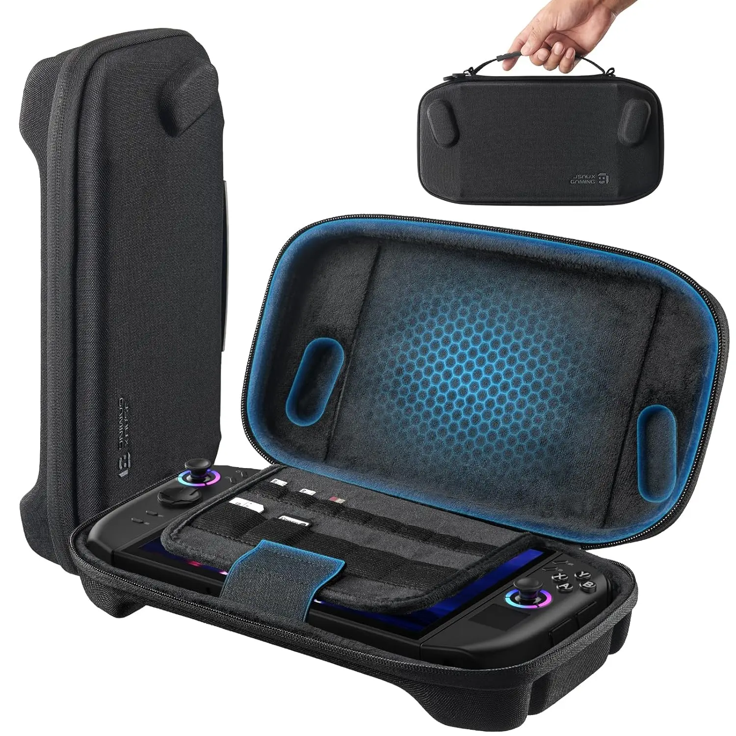 JSAUX Slim Carrying Case for Legion Go & Go S & Go 2, Portable Hard Shell Pouch Bag Built-in Gaming Charger Dock Storage, BG0139
