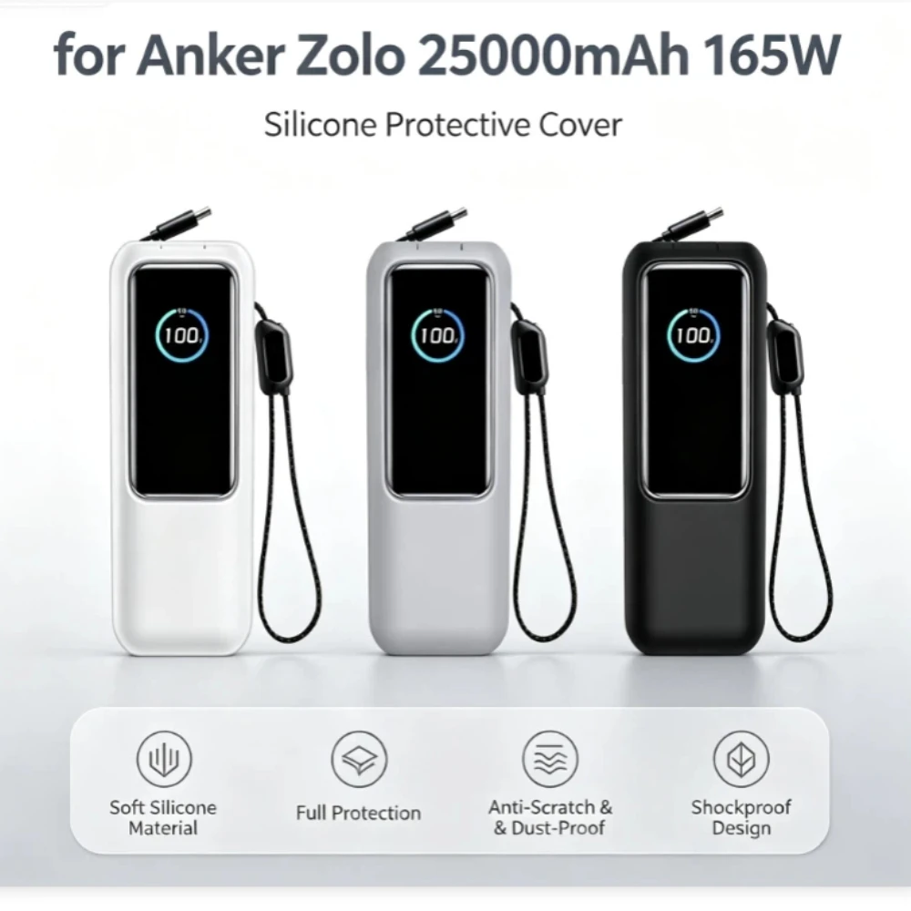 Protective Cover for Anker Zolo Power Bank 25000mAh 165W, Silicone Case for Zolo Laptop Portable Charger  Full - wrap Protection