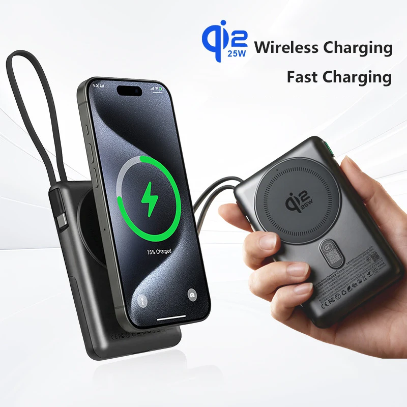 【CCC】Magnetic Power Bank 10000mAh 25W Wireless Charge Powerbank Semi-solid Battery Charger for iPhone PD30W Charging for Laptop