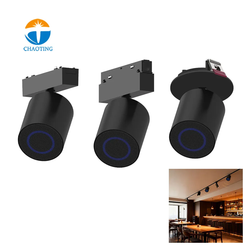 For Dimmable AC 220V LED Magnetic Rail Lighting Track System with Adjustable Multimedia Integrated Music Speaker for Smart Homes