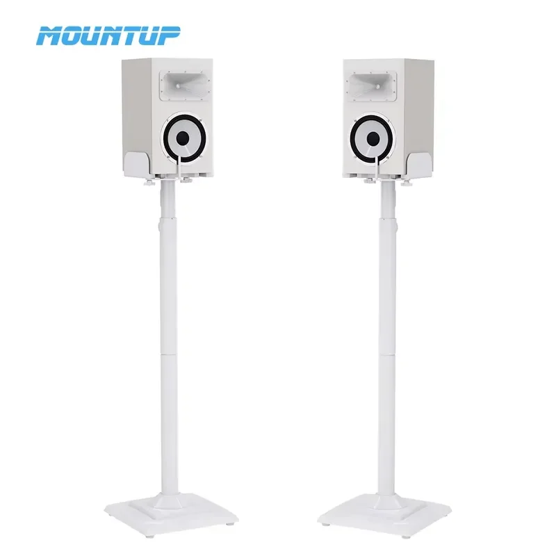 for White Speaker Stand Height Adjustable Holds Bookshelf Speakers Satellite Speakers