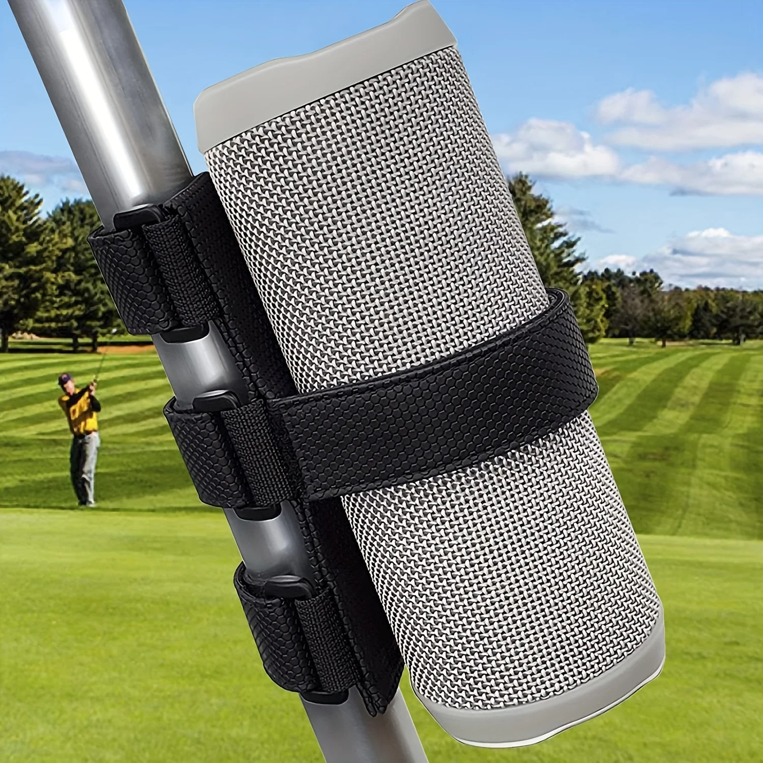 Portable Speaker Mount for Bike/Golf Cart/Boat Railing, Adjustable Strap Bike Speaker Holder Attachment