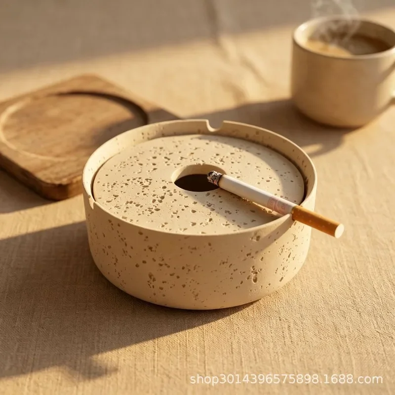 Travertine Ashtray Living Room Anti Fly Ash Ashtray Portable Cigar Ashtrays Home Decoration Accessories Send Boyfriend Gift
