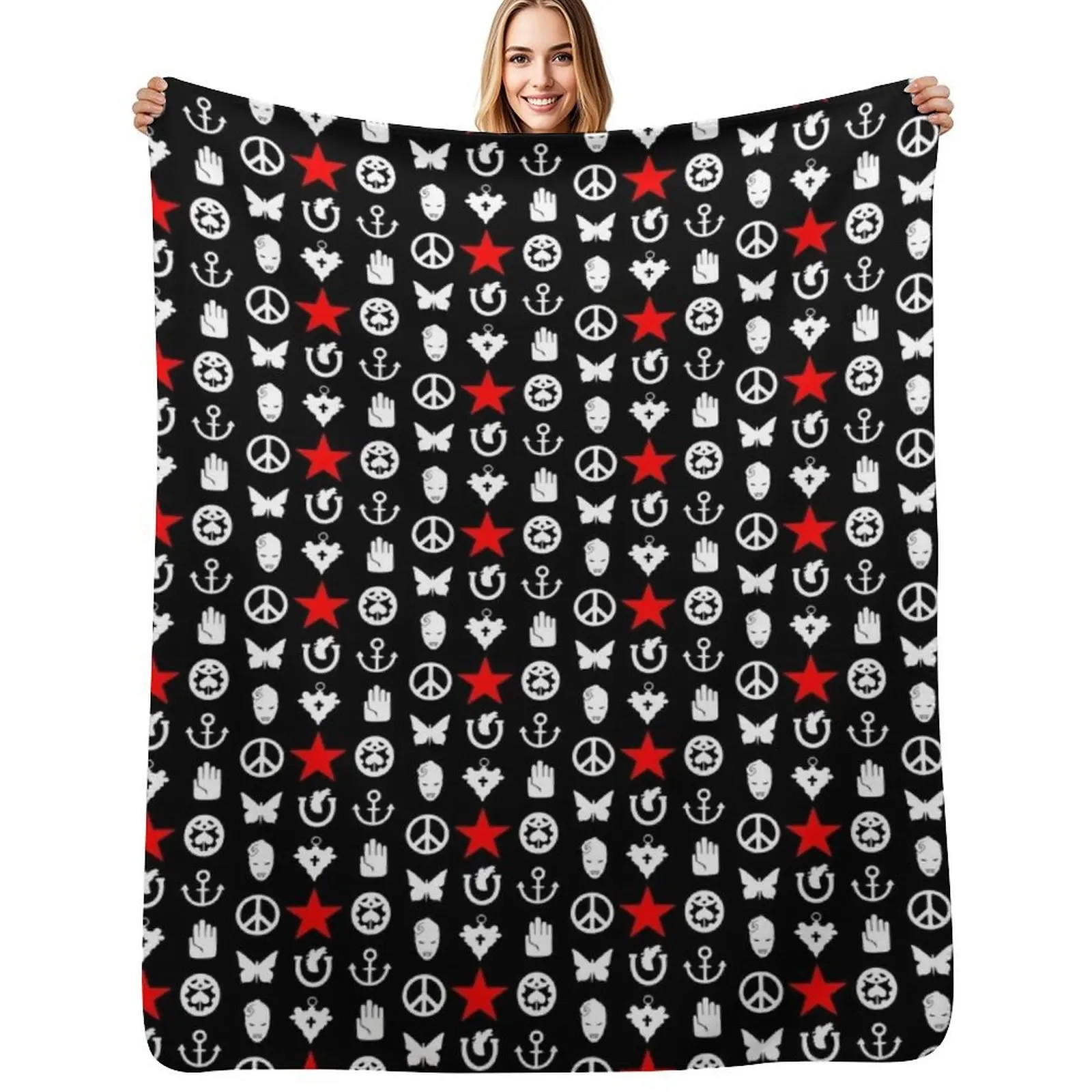 JoJo Symbols JoJo's Bizzare Adventure Character Symbols Throw Blanket Modern Design Soft Blanket for Home Decor
