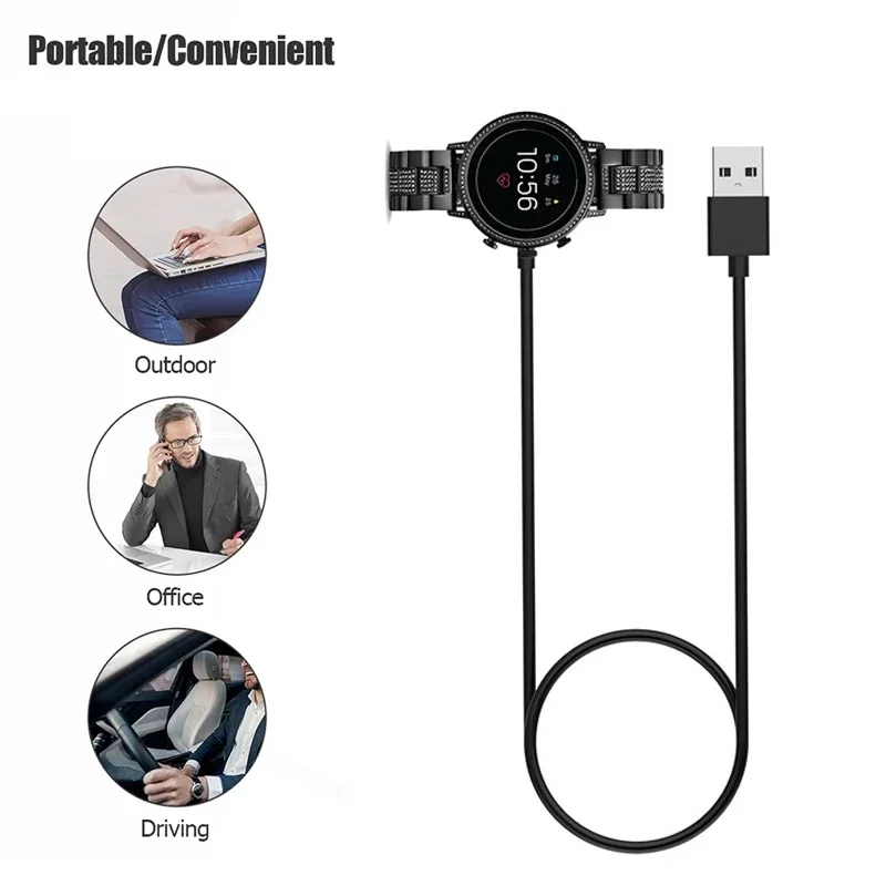1M USB Magnetic Fast Charger Dock For Fossil Gen 6 / Fossil Gen 4 / Fossil Gen 5 Smart Watch Accessories Charging Cable