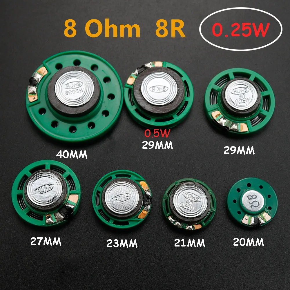 2 Piece 8 Ohm 0.25W 0.5W 8 Ohm External Magnetic Doorbell Toy Speaker 8R Diameter 20mm 21mm 23mm 27mm 29mm 40mm