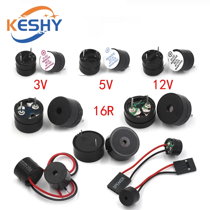 10PCS Active Buzzer 3V/5V/12V/16R TMB12A03 TMB12A05 TMB12A12 Magnetic Long Continous Beep Tone 12095 12*9.5mm Mini Plug Speaker