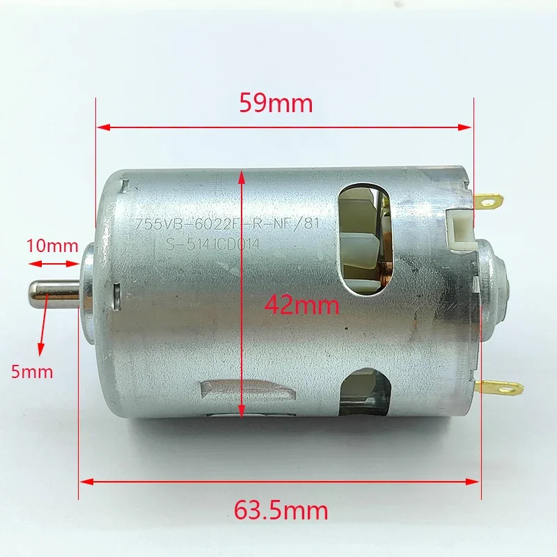 RS-755SH-6022 DC 12V 14.4V 18V 18700RPM High Speed Power Front Ball Bearing RS-755 Motor Electric Drill Garden Tool Motor