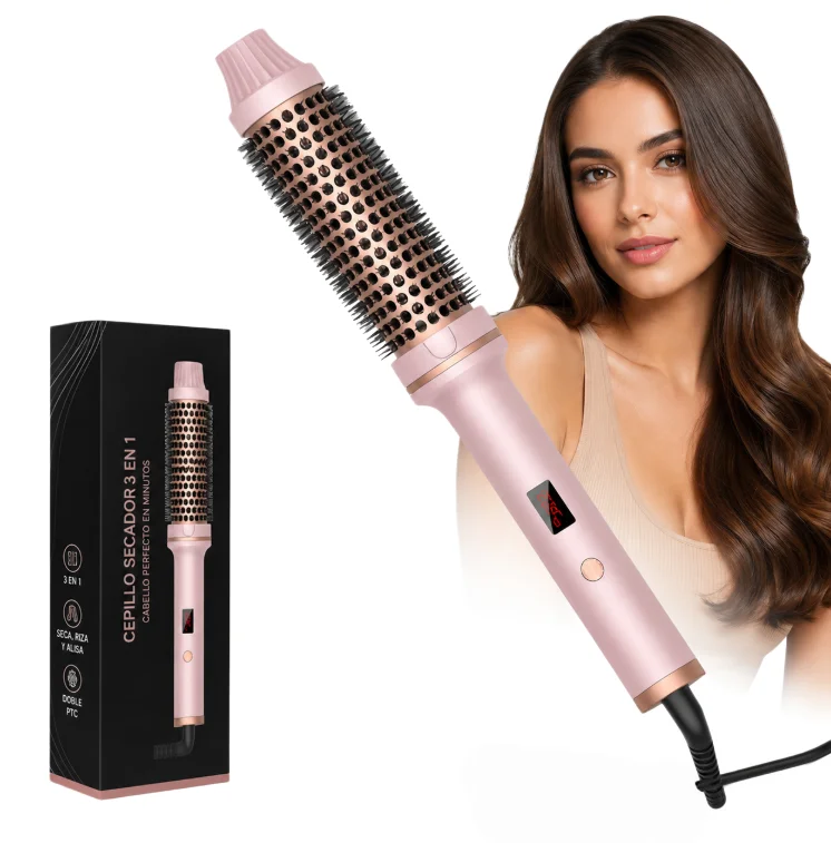1.5 Inch Heated Curling Brush Ceramic Curling Iron Volumizing Hot Brush Create Root Volume & Loose Curls, Electric Round Brush