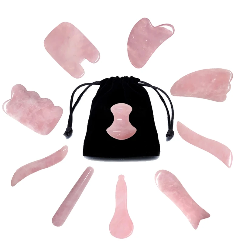 Rose Quartz Gua Sha Board Natural Jade Gouache Scraper Massager Facial Lifting SPA Acupuncture Skin Care Anti-Aging Beauty Tool