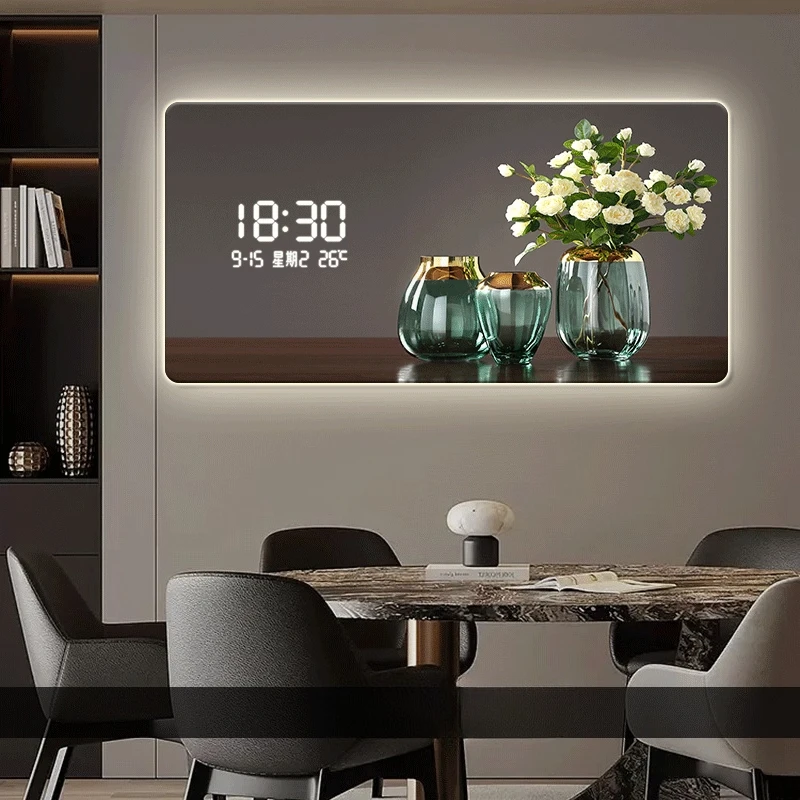 Large Size Abstract Geometric Artwork Display Screen Digital Wall Clock Luxurious Wall Clock Home Decor Living Room Room Decor