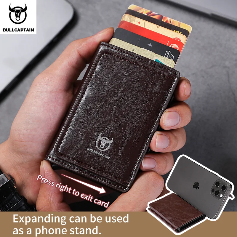 2022 Men And Women Aluminum Cash ID Card Holder RFID Blocking Automatic Pop Up Credit Card Wallets Mobile Phone Holder Card Bag