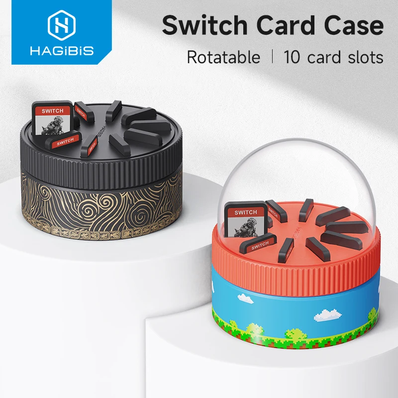 Hagibis Rotating Game Card Case with 10 Game Card Slots Creative NS Card Storage Box Holder for NS Switch/Lite/OLED/Switch2 Card