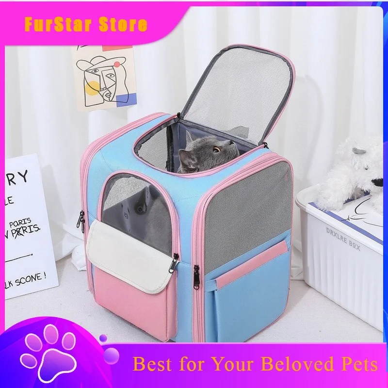 FurStarPet Bag Cat Carriers Backpack Fold Cats Products Cat Carriers Portable Oxford Cloth Home Bolso Para Gatos MH40MB