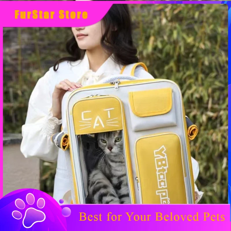 FurStarBag Products Cat Carriers Storage Fashion Backpack Portable Cat Carriers Handbag PVC Home Katzenbeutel MH40MB