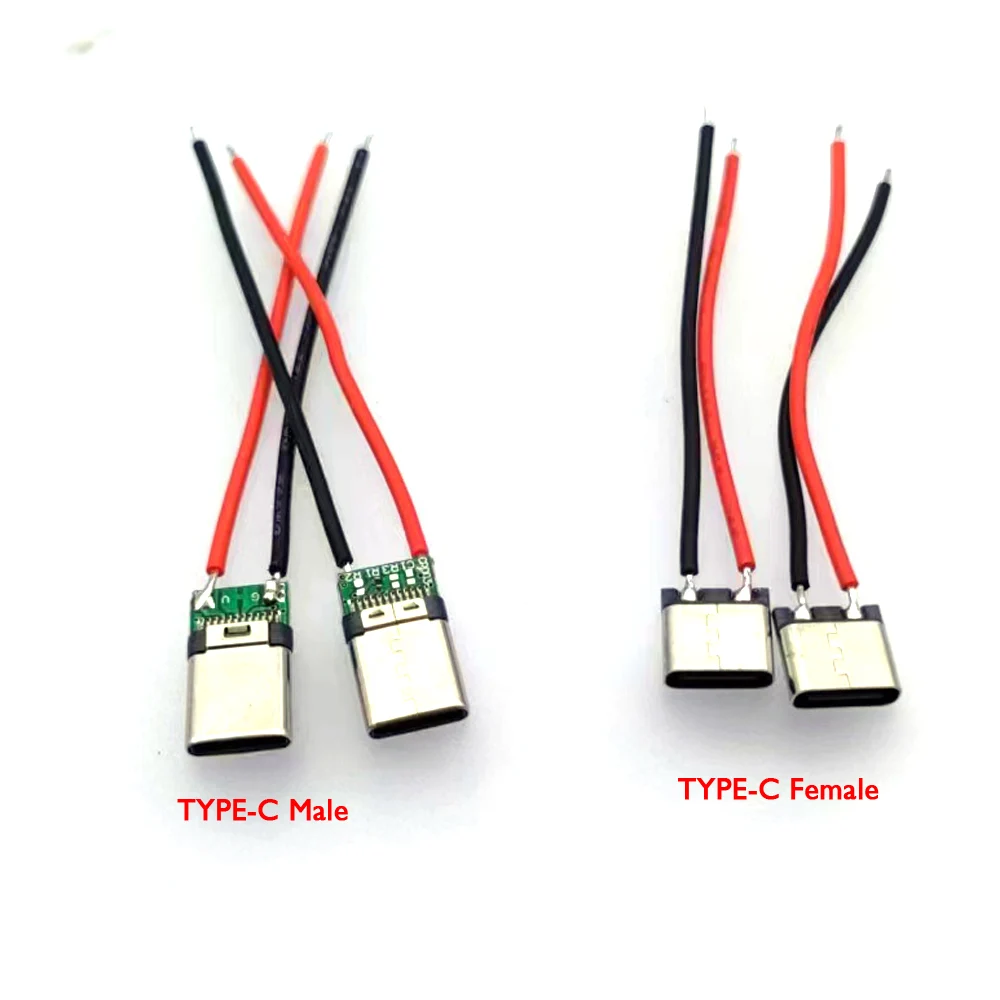 10 USB Type-C 2P Soldered Male and Female Cables for Cell Phone Charging