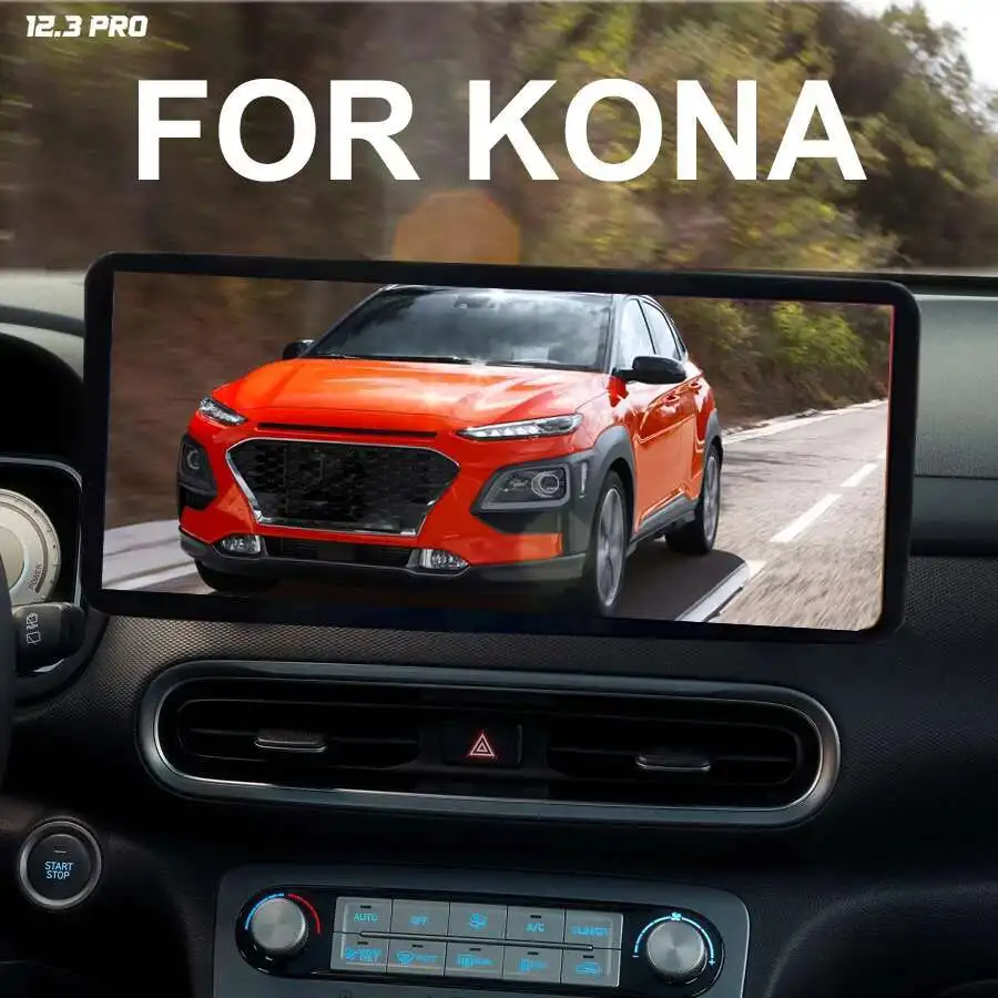 12.3'' IPS Screen Car Music Stereo For HYUNDAI KONA 2018 2019 Android 13 CarPlay Navigation Multimedia Video Player 256GB ROM