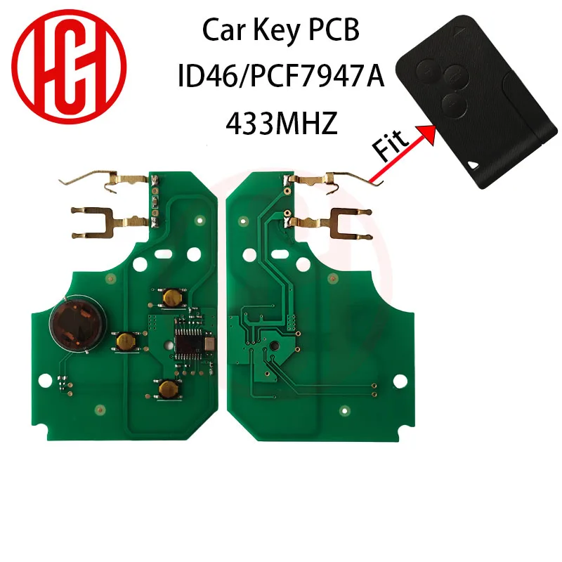 ID46 PCF7947 Chip 3 Buttons Smart Card Remote Key Circuit Board For Renault Clio Logan Megane 2 3 Scenic Fob 433Mhz