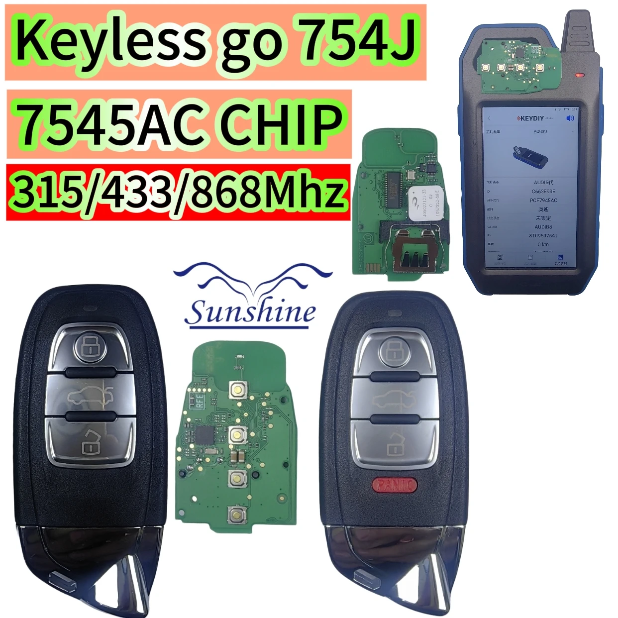 For Remote Smart Key/PCB Board 315/433/868Mhz 8T0 959 754J PCB Key shell For Audi Q5 A4L A5 A6L A7 A8 A8L For Lamborghini key