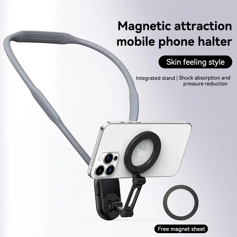2025 NEW Silicone Magnetic Neck Mount Quick Release Metal Hold For iphone 15 14 13 12 11 Samsung Huawei Xiaomi Phone Accessories