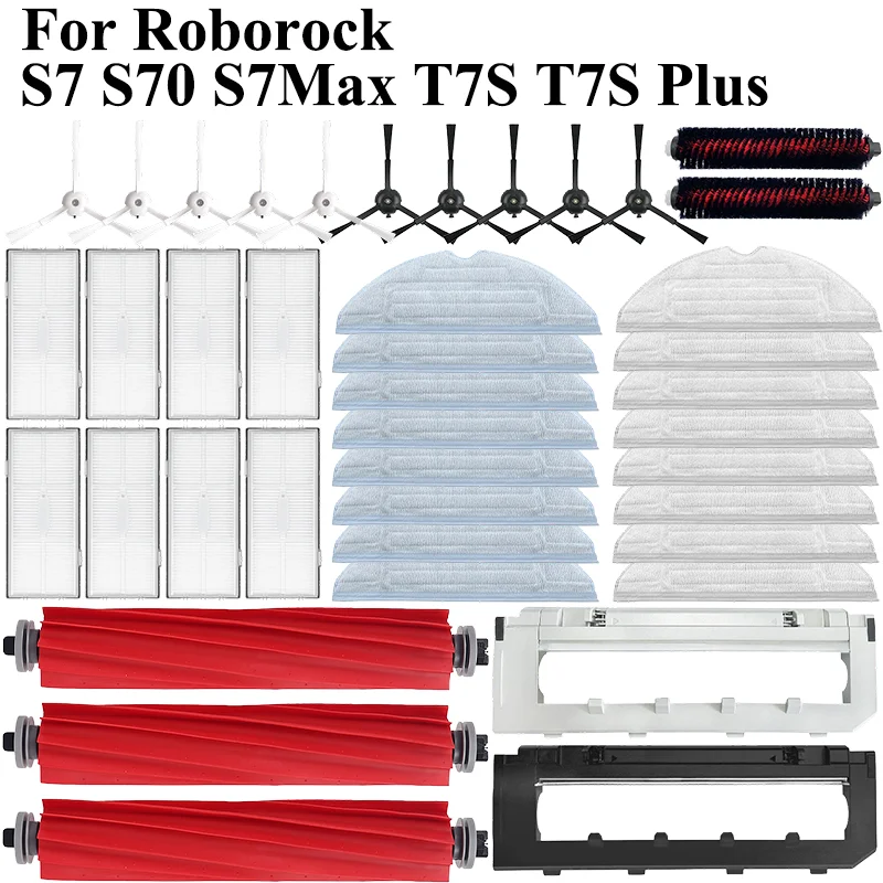 For Roborock S7 S70 S75 S7Max S7 Maxv Ultra S7 Pro Ultra T7S Plus Accessories Main Brush Mops Filter Robot Vacuum Cleaner Parts