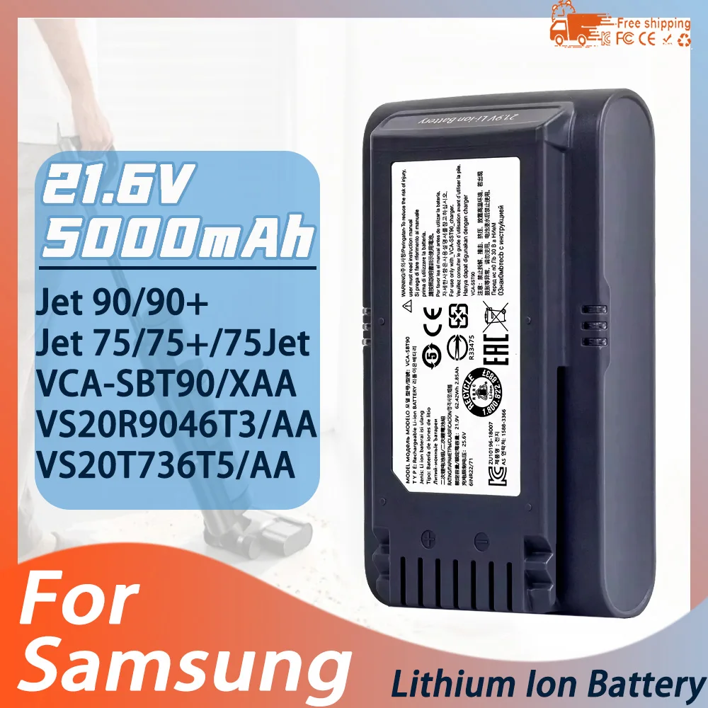 JET-90 5000mAh Battery Accessories New for Samsung Jet 90 VCA-SBT90 Vacuum Cleaner Accessories High Capacity Quality Li-ion