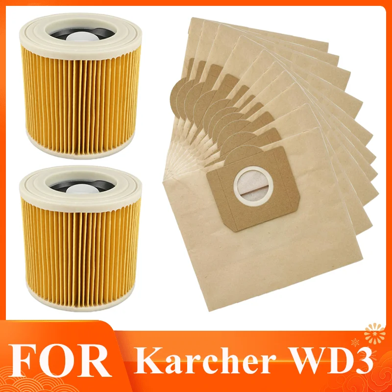 Fit For Karcher  WD3 MV3 WD3 Premium Wet & Dry Vacuum Cleane SE4001 MV1 WD3200 WD3300 A2204 A2656 Replacement Dust Bag  Filter