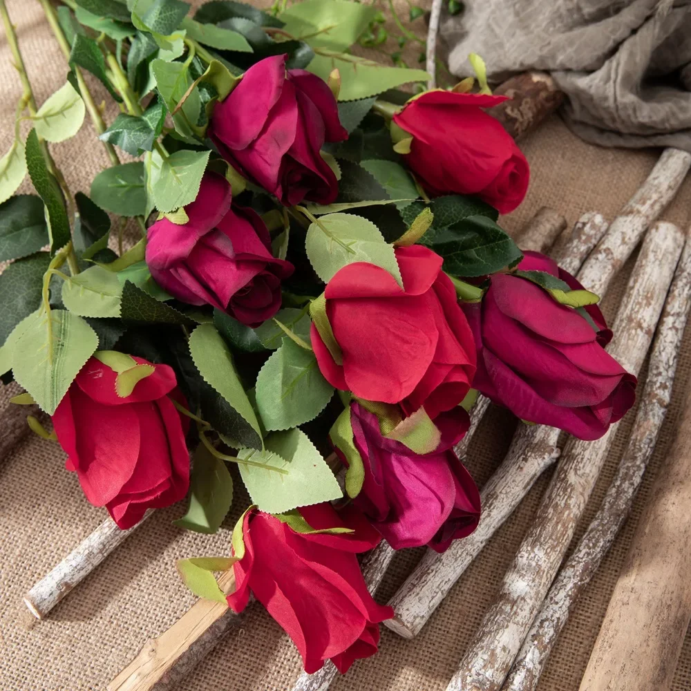 63cm Long Branch Rose Home Decoration Wedding Simulation Flower Hand Bouquet Fake Flower Road Lead Flower