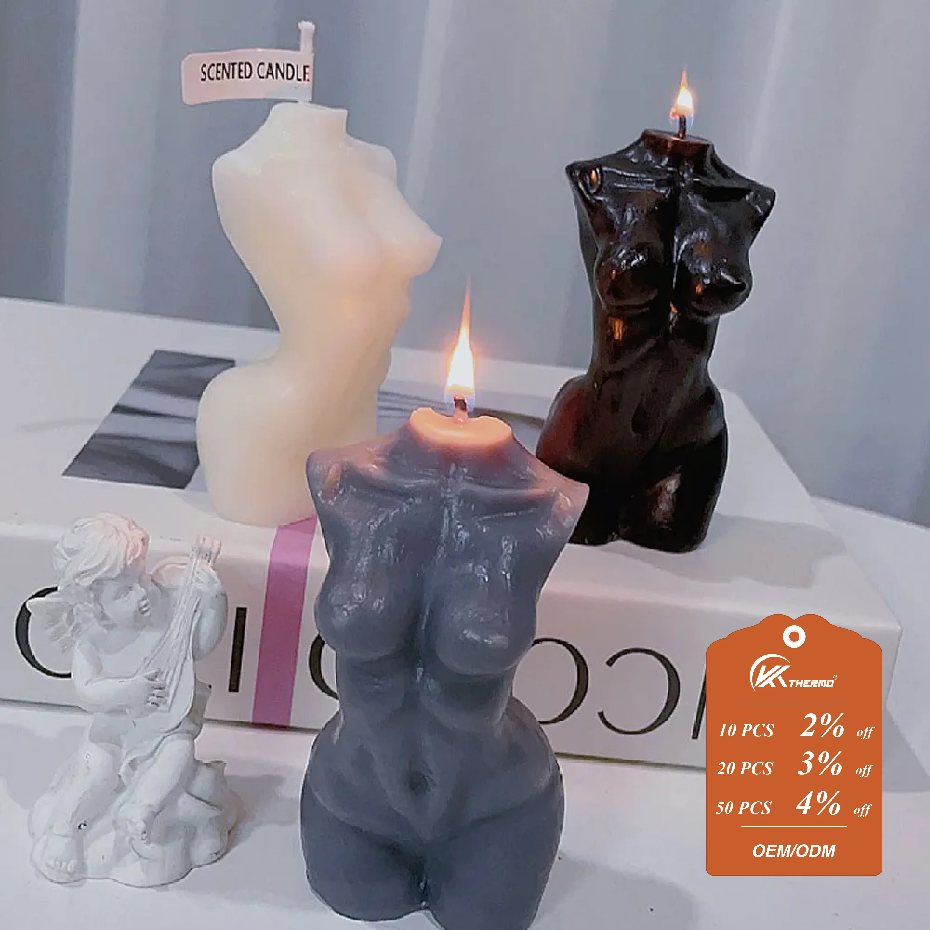 Female Torso Body Shape Scented Candle for Home Decor – Artistic Body Shape Soy Wax Candle, 10cm Mini Figurine Gift