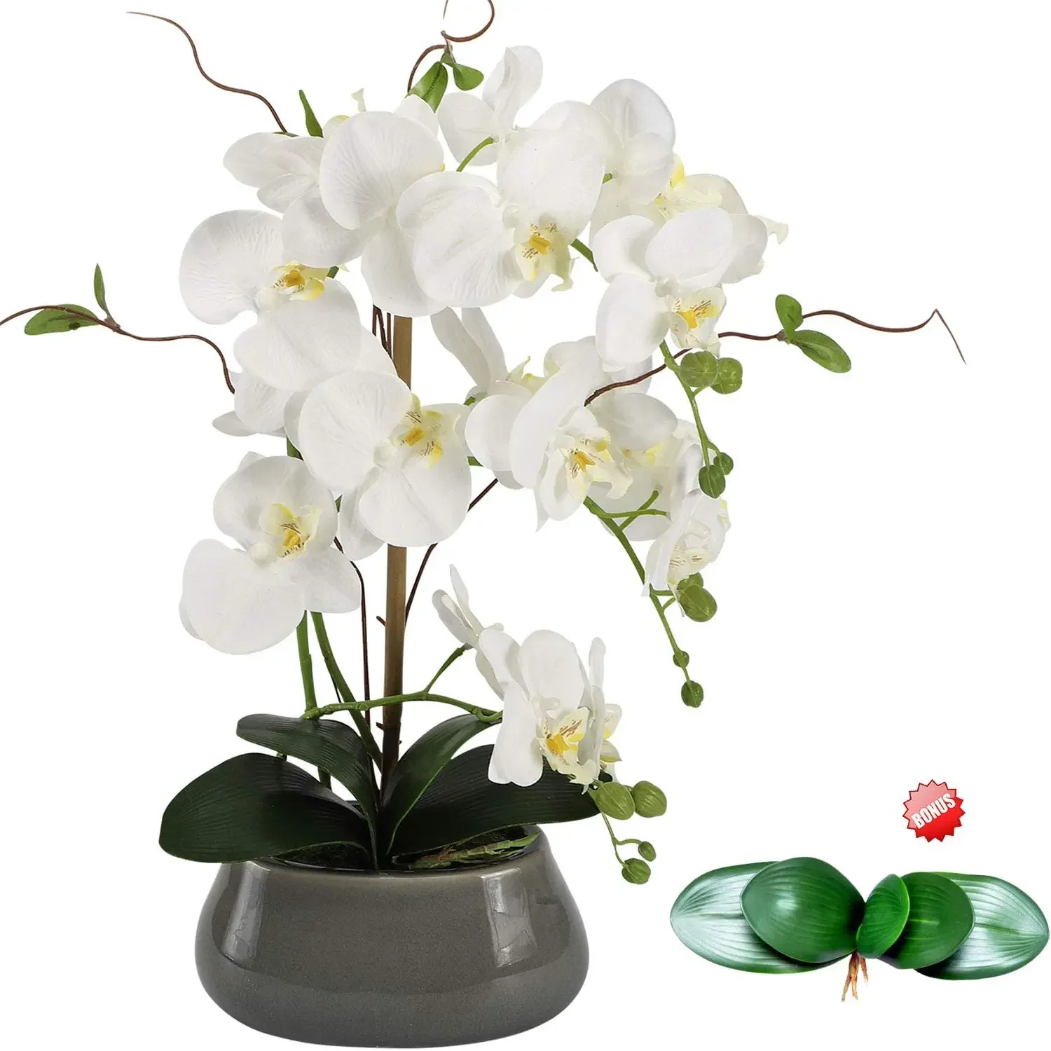 Artificial Orchid Flowers Centerpieces for Dining Room Table with Vase Silk Fake Plants Arrangements Decorations