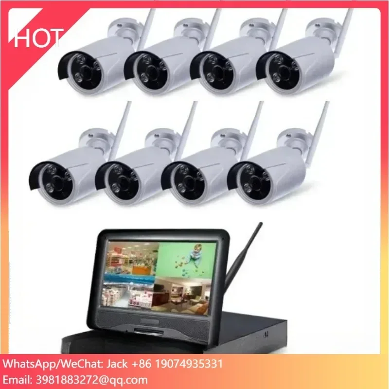 8chs 1080P Wifi NVR with 10.1 Inches Home Security Camera System Wireless Wifi