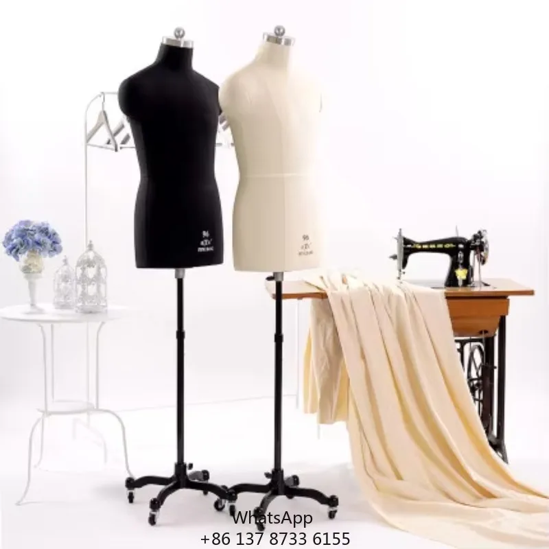 Dress Form Male Half Body Tailor Mannequin For Sewing Adult Full Scale Dressmaker Dummy FRP Material Adjustable