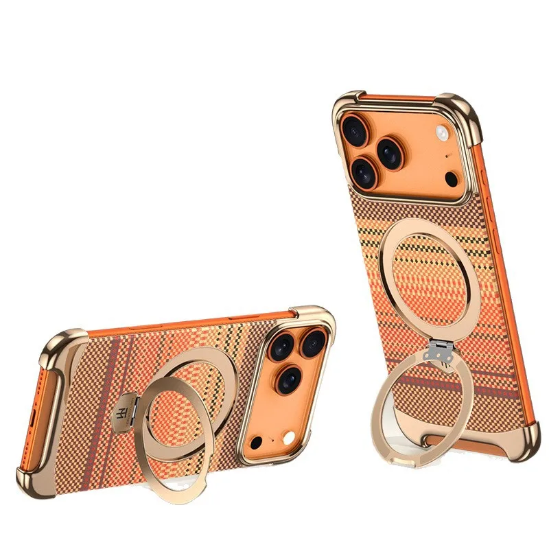 Frameless Phone Case for iPhone 17 Air 16 15 14 13 Pro Max with Magnetic Hide Bracket