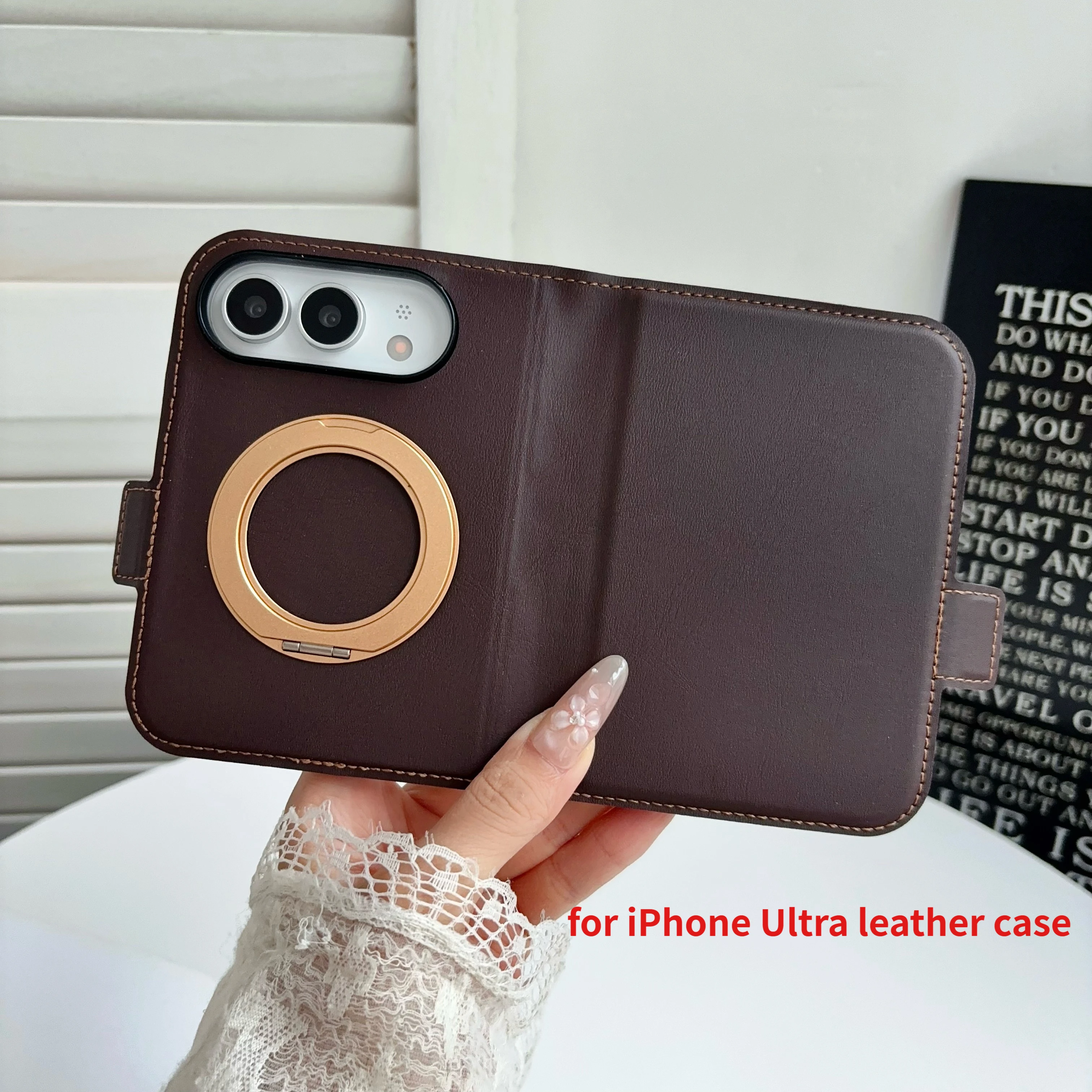 For iPhone Ultra Magnetic Phone Case 360 Rotation Suitable for Magsafe with Stand Hinge Case Film Protection Wallet Card Slot