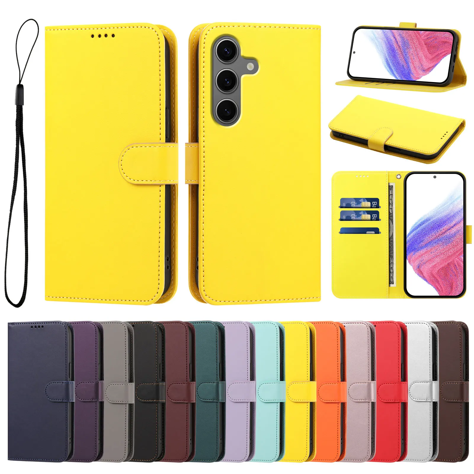 Luxury Leather Wallet Phone Case for iphone 18 17 16 15 Plus Pro Max Air Shockproof Bumper Card Slots Flip Back Cover Funda